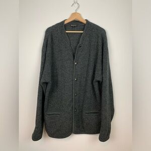 Bos & Co Cardigan Sweater Men’s Ornate Buttons Dark Gray Wool Academia Large